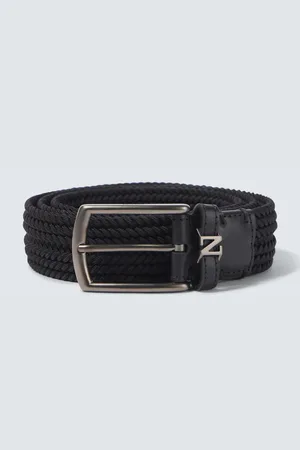 Ermenegildo Zegna Woven leather-trimmed belt