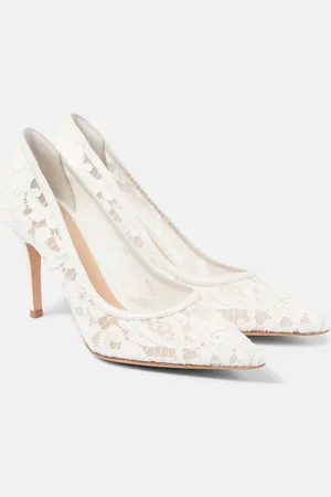 Gianvito Rossi Lyon 85 leather-trimmed lace pumps
