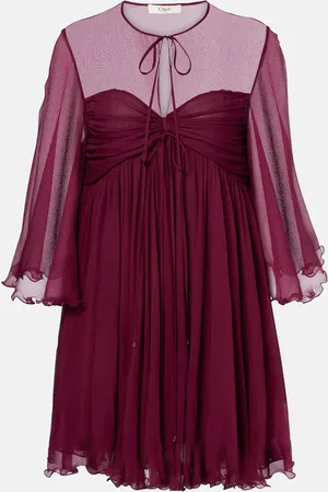 Chloé ChloÃ© Sheer ruched silk minidress