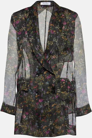 Max Mara Jabot floral silk organza blouse