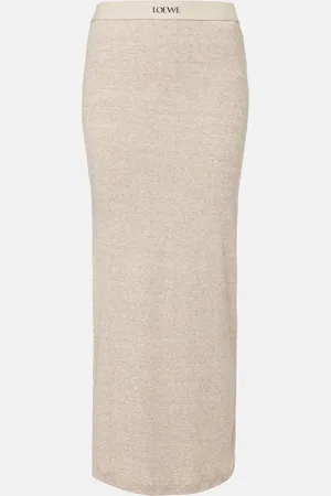 Loewe Logo cotton and wool maxi skirt