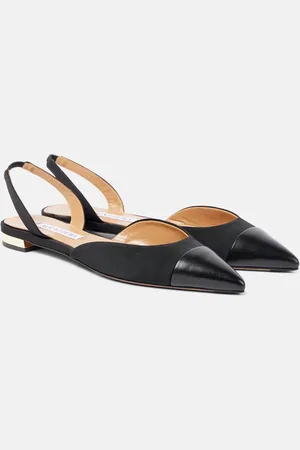 Aquazzura Leather-trimmed slingback flats