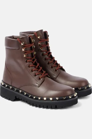 VALENTINO GARAVANI Rockstud leather combat boots