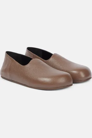 The Row Hugh leather slip-on shoes