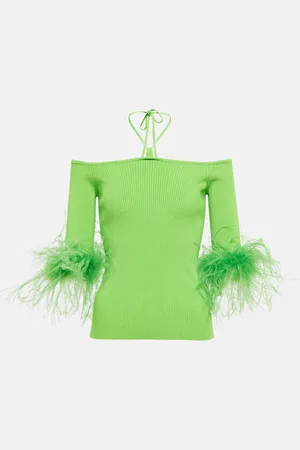 GIUSEPPE DI MORABITO Feather-trimmed knitted top