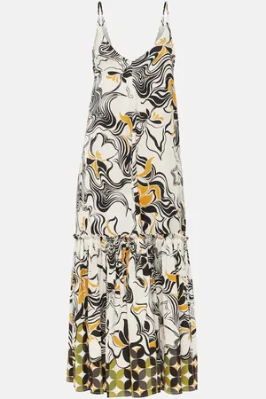 DRIES VAN NOTEN Printed satin maxi dress