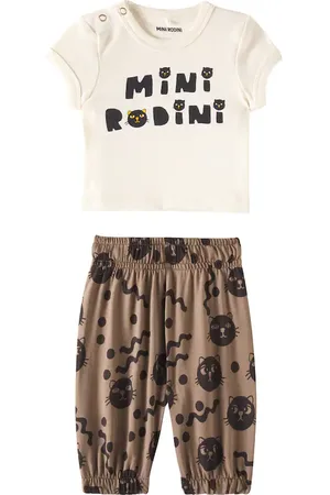 Mini Rodini Baby Cats T-shirt and sweatpants set
