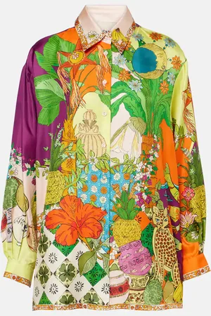 ALÉMAIS AlÃ©mais Tiger printed silk twill shirt