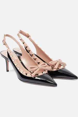 VALENTINO GARAVANI Rockstud 60 patent leather slingback pumps