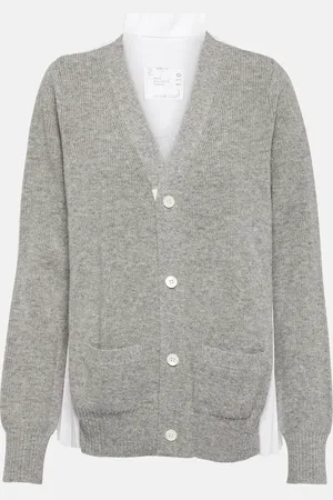 SACAI Pleated cotton cardigan