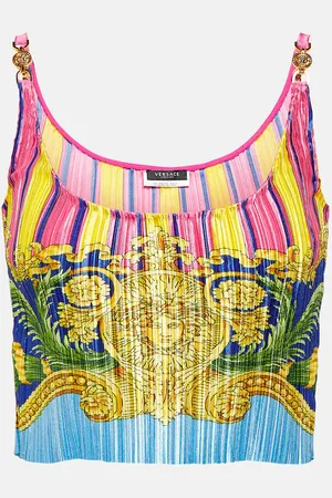 VERSACE Medusa Palm Springs plissÃ© crop top