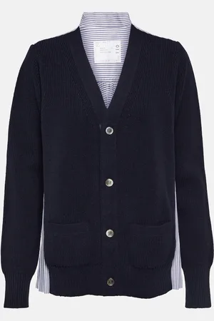 SACAI Wool and cotton poplin cardigan