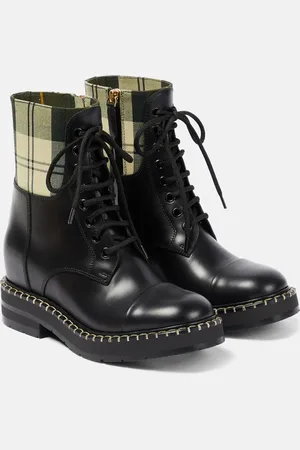 Chloé ChloÃ© x Barbour lace-up leather ankle boots