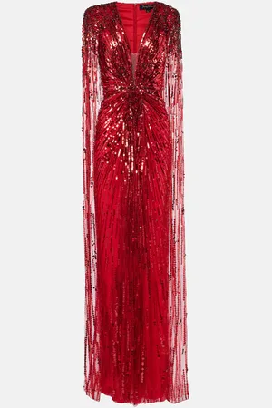 Jenny Packham Gold Rush sequined caped gown