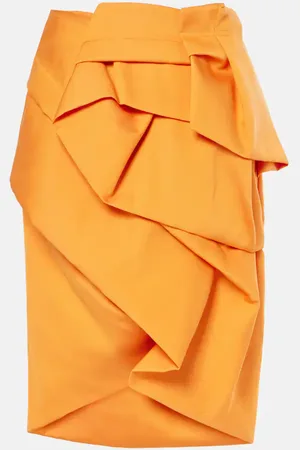 DRIES VAN NOTEN Draped satin midi skirt