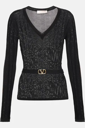 VALENTINO VLogo belted virgin wool sweater