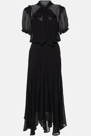 Ralph Lauren Tie-neck georgette maxi dress