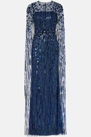Jenny Packham Ruby sequined caped gown