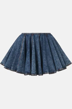Alaïa AlaÃ¯a Pleated denim miniskirt