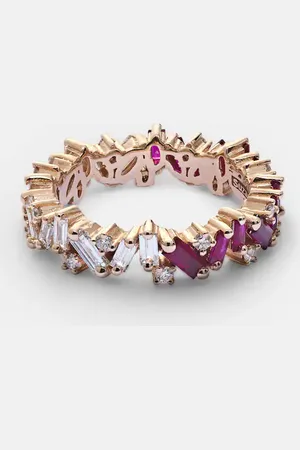 Suzanne Kalan 18kt gold ring with rubies and white diamonds