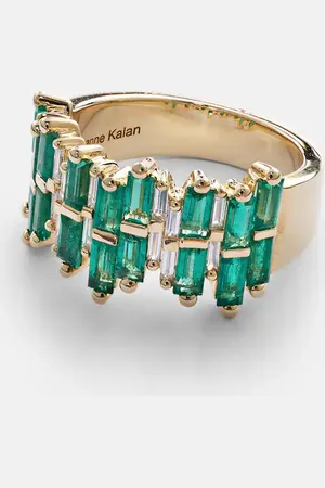 Suzanne Kalan 18kt ring with diamonds and emeralds