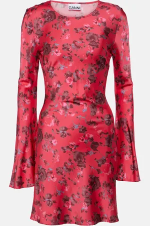 Ganni Floral satin minidress