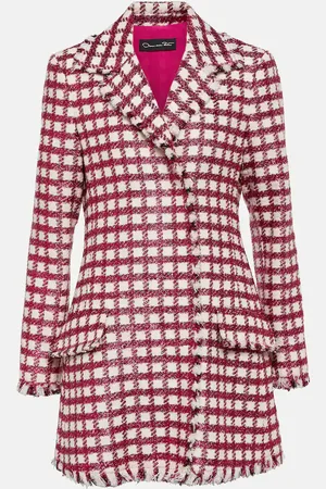 Oscar de la Renta Checked wool-blend tweed minidress