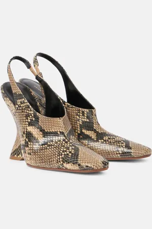 DRIES VAN NOTEN Snake-effect leather wedges