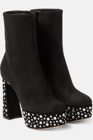 Gianvito Rossi Crystal Holly suede platform ankle boots
