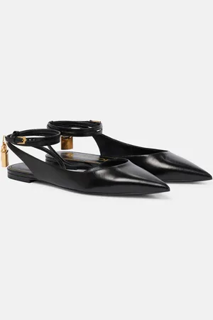 Tom Ford Padlock leather slingback flats