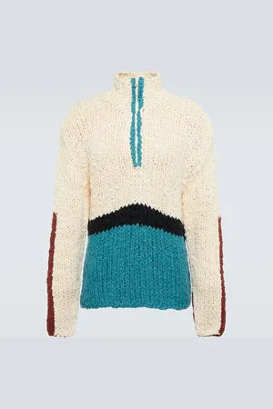 THE ELDER STATESMAN Block N Spiral bouclÃ© sweater
