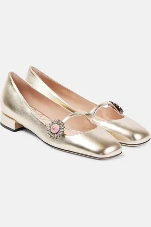 VALENTINO GARAVANI Metallic leather Mary Jane flats
