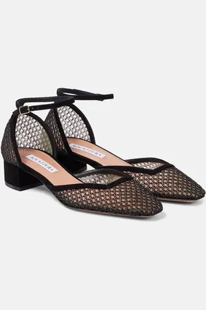 Aquazzura Asha 35 suede-trimmed mesh pumps