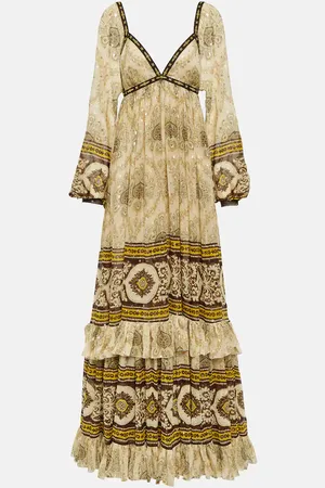 Etro Ruffled printed silk jacquard gown