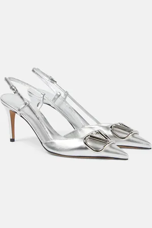 VALENTINO GARAVANI VLogo 80 metallic leather slingback pumps