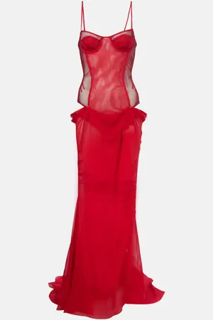 The Attico Cutout chiffon bustier dress