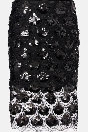 ROTATE Sequined scalloped midi skirt