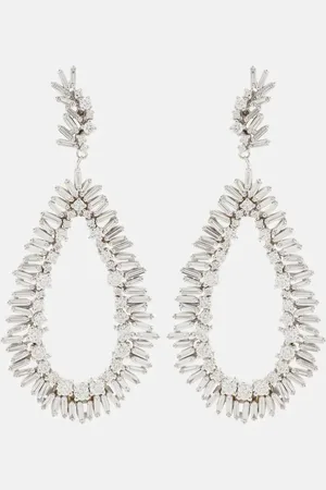 Suzanne Kalan 18kt white gold drop earrings with diamonds