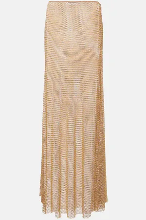 Self-Portrait Crystal-embellished mesh maxi skirt