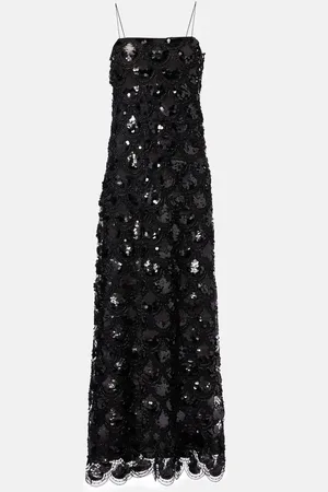 ROTATE Sequined scalloped maxi dress