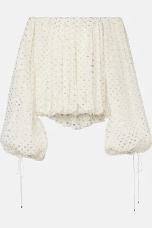 Chloé ChloÃ© Polka-dot jacquard silk-blend mousseline top