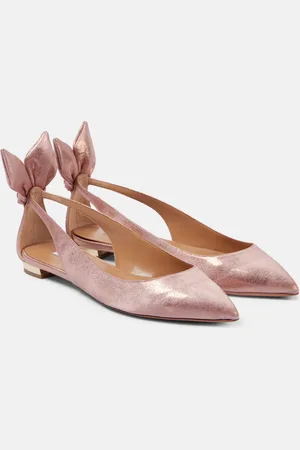 Aquazzura Bow Tie metallic ballet flats