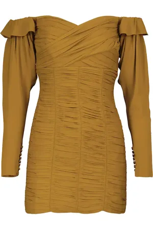 Self-Portrait Off-shoulder ruched crÃªpe minidress