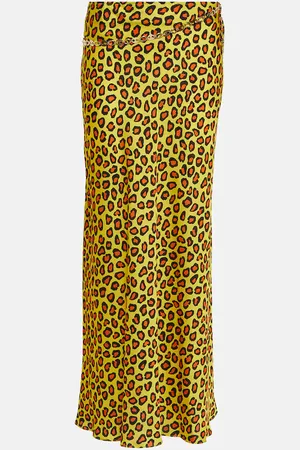 Paco rabanne Chain-detail leopard-print satin slip skirt