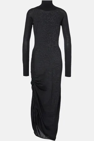 Alaïa AlaÃ¯a Draped wool turtleneck dress