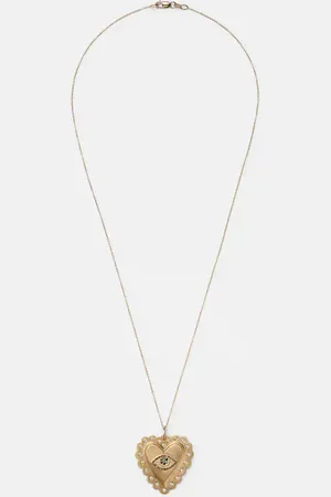 Ileana Makri 18kt gold necklace with diamonds and tsavorites