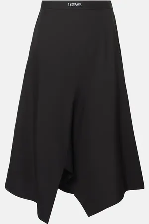 Loewe Asymmetric wool midi skirt