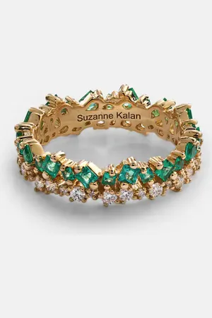 Suzanne Kalan 18kt ring with diamonds and emeralds