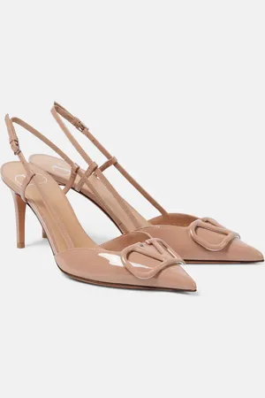 VALENTINO GARAVANI Vlogo Signature 80 patent leather slingback pumps