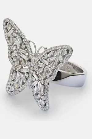 Suzanne Kalan Fireworks Butterfly 18kt white gold ring with diamonds
